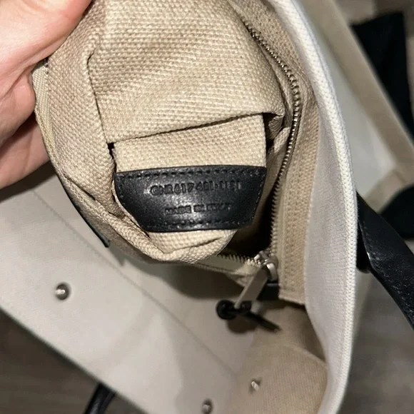 RIVE GAUCHE SMALL TOTE BAG IN LINEN AND LEATHER - Picture 6 of 8